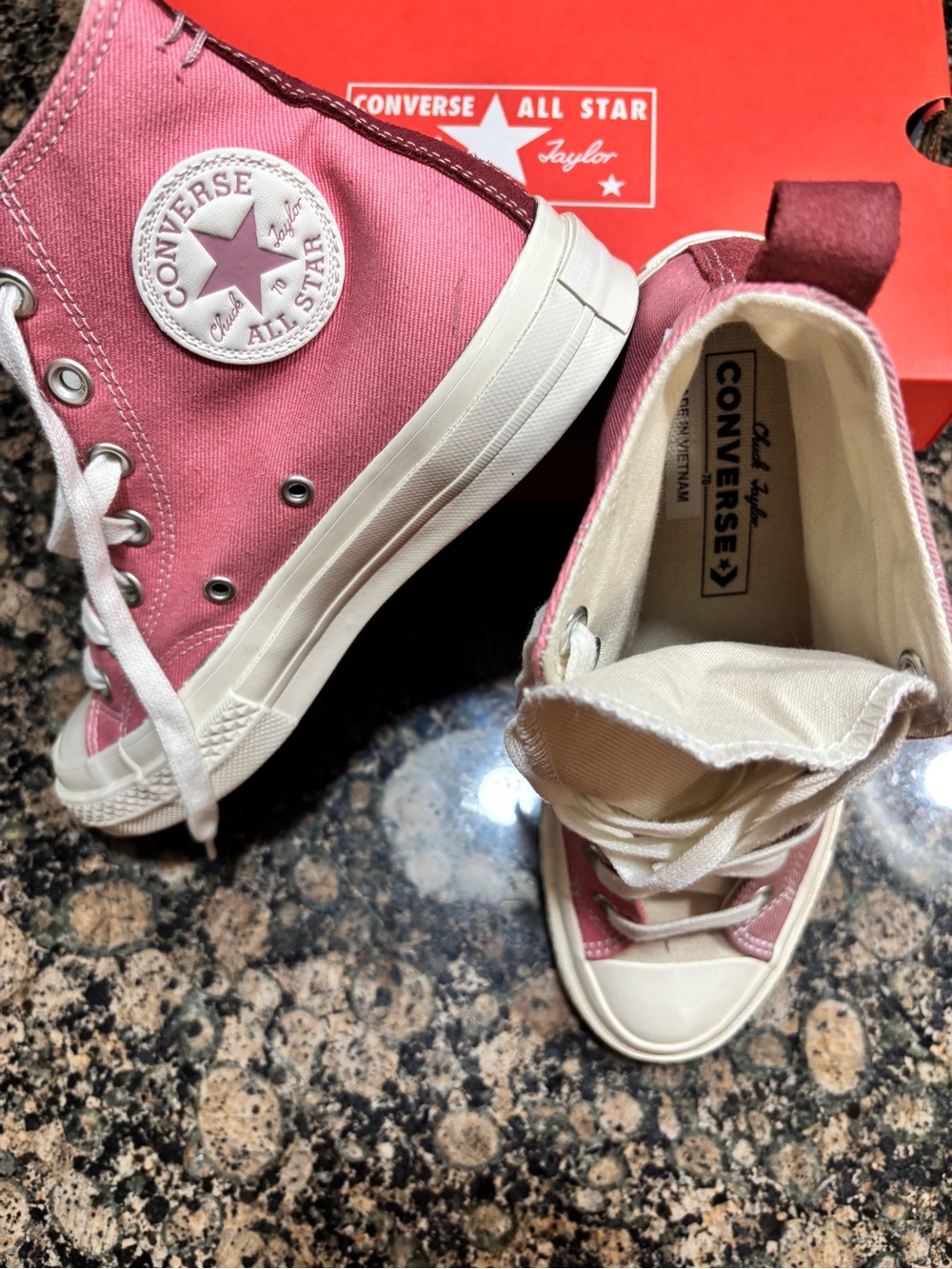 Converse Pink and Cream High Top Sneakers